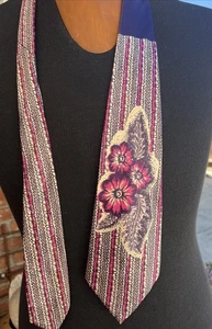 ¿Seda Floral Retro Años 50-60 De Colección? Corbata rosa púrpura 49" x 4" - Imagen 1 de 7