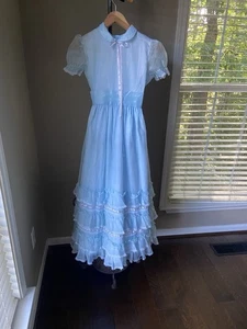 Vtg Girls Martha’s Miniatures Cottagecore Fairytale Sheer Blue Ruffles Dress 8 - Picture 1 of 12