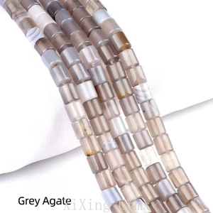 Perline distanziali tubolari cilindro agata grigia naturale 6 mm per fare gioielli fai da te - Foto 1 di 6
