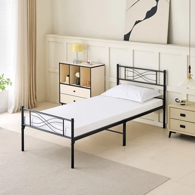 Metallbettgestell 90–140x200–inklusive Kopf-und Fußteil–mit Seitenteilen stabil - Bild 1 von 4