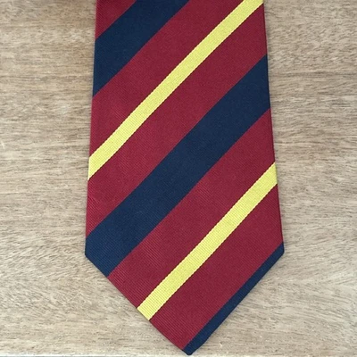 Corbata J Crew Para Hombre Rojo y Azul Marino Rayas Seda Preppy Navidad Clásico Uniforme Foto 1 de 4