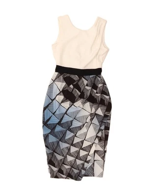 Vestido ceñido al cuerpo sin mangas CLOSET para mujer Reino Unido 10 pequeño blanco geométrico DC11 Foto 1 de 4