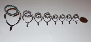 New Set of 8 Fuji NLG Bright Hardloy Spinning Popping Fishing Rod Guides (40-16) - Picture 1 of 3