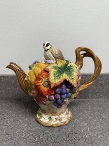 Fitz and Floyd Autumn Bounty Teekanne mit Wachteldeckel  - Bild 1 von 10