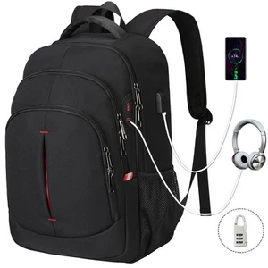 Men Women Laptop Backpack Waterproof Large Business Travel Rucksack School Bag - Picture 1 of 14