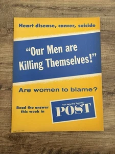 Vtg “Our Men Are Killing Them Selves” The Saturday Evening Post Newsstand Poster - Picture 1 of 5