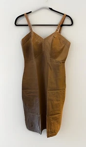 Vintage 60s Aristocraft By Superior Full Slip Taffeta Mocha Brown Sz 34 Lingerie - Picture 1 of 10