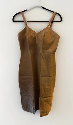 Lencería Vintage Años 60 Aristocraft By Superior Slip Completo Tafetán Moca Marrón Talla 34 Foto 1 de 4