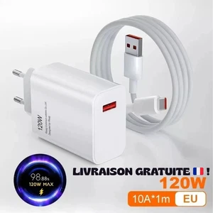 Chargeur Rapide Xiaomi 120W + Câble USB-C Adaptateur Secteur Mi 13, 12 Pro+R 120 - Picture 1 of 9