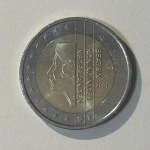 Moneta 2 Euro Rara 2001 OLANDESE BEATRIX KONINGIN DER NEDERLANDEN - Foto 1 di 3