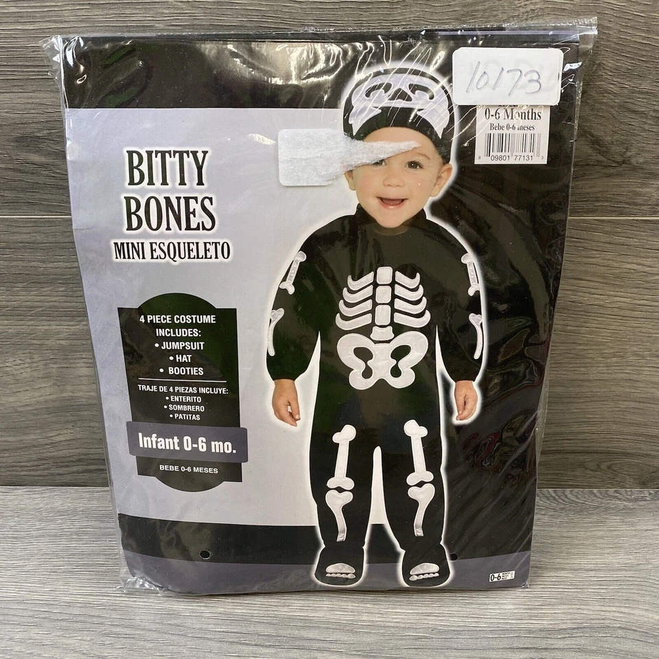 Disfraz Esqueleto Bitty Bones Infantil 0-6 Meses Halloween Disfraz Vestir Nuevo Foto 1 de 4
