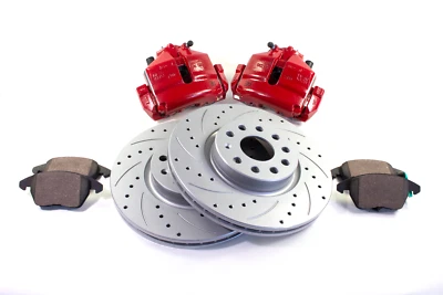 Kit de actualización de rotor de freno delantero perforado OEM VW Audi Mk5 Mk6 GTI GLI 288 mm a 312 mm Foto 1 de 4