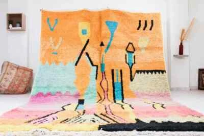 Hand-Knotted Moroccan Rug Orange Red Tribal Berber Vintage Wool Carpet - Image 1 of 4