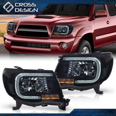 Fit For 2005-2011 Toyota Tacoma 1 Pair LED Tube DRL Projector Headlights - Image 1 of 4
