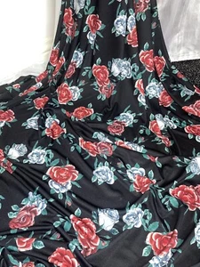 1 mtr black/red rose print floral dress,upholstery jersey stretch fabric…58”wide - Picture 1 of 5