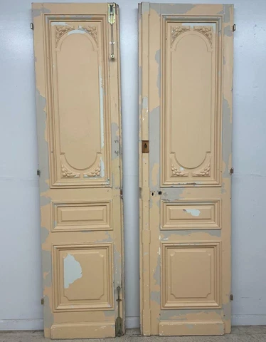 Pair of French Antique Doors/Double Doors-Solid Old Growth Fir Wood Cover
