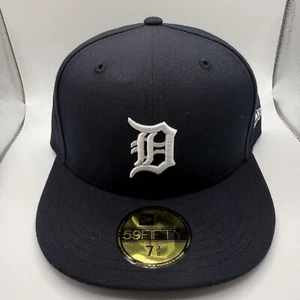 New Era 59Fifty Detroit Tigers Navy Blue/White Authentic Fitted Hat Size 7 3/8 - Picture 1 of 5