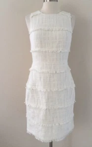 Nuevo vestido de funda de tweed JCREW Fringy Marine Salt Ivory G0965 2 - Imagen 1 de 9