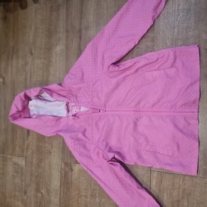 Pink Polka Dot Rain Jacket Hood Size 134 cm - Picture 1 of 4