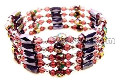 Pulsera Magnética Negra Cloisonne Verde Redonda 6mm para Mujer Collar Largo 30" Foto 1 de 4