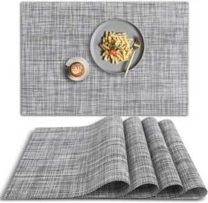 PVC Placemat, 4 PCS of Non-Slip Heat Resistant Place Mats, Washable Vinyl Placem - Picture 1 of 9