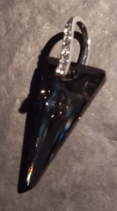 Triangular Black Grey Crystal Pendant, Sterling Silver 925 Necklace - Picture 1 of 20