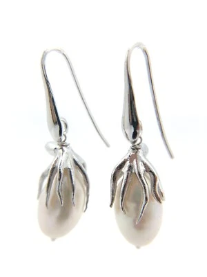 Orecchino Earring Polipetto Argento 925 perla naturale rodio - Immagine 1 di 4