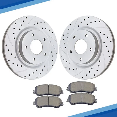 Front Drilled Rotors Discs + Ceramic Brake Pads Kit for 2014 - 2017 Nissan Rogue - Image 1 of 4