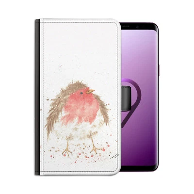 Robin Bird PU Leather Phone Case;Side Flip Cover For Apple/Samsung/Huawei - Image 1 of 4