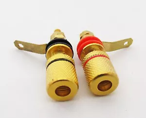 50x Gold Binding Post 4mm Banana Jack Amplifier Speaker Terminal Alloy Connector - Picture 1 of 6