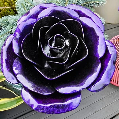 HANDCRAFTED Rosa in acciaio artigianale OMBRA VIOLA - regalo matrimonio anniversario giardino per sempre