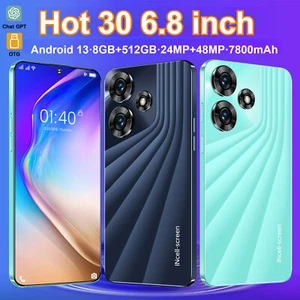Hot 30 Smartphone Global entsperrt 8+512GB 6,8" Android 24+48MP 7800mAh Geschenke - Bild 1 von 24