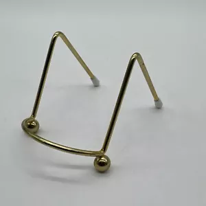 3” Plate Holder / Easel ~ Vintage Gold Brass Display Stand - Picture 1 of 8