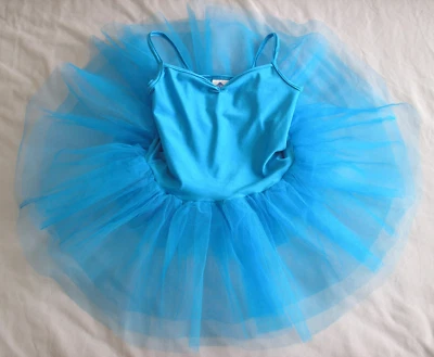 Tutu Ballet Dance Dress Age 6-8 Turquoise Blue Leotard & Net Layered Tutu Skirt - Image 1 of 4