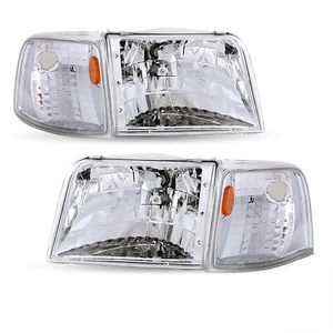 Fit 1993 1994 1995 1996 1997 Ford Ranger PickUp Chrome Headlights +Signal Lamps - Picture 1 of 6