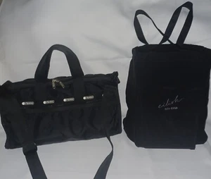 LeSportsac Billie Eilish Duffle Bag+Tote Nylon/Microfiber Medium Black Brand New - Picture 1 of 8