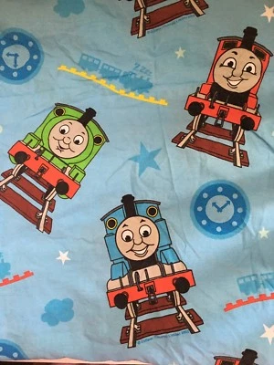 Thomas and Friends Sheet Flat Twin Fabric Cutter Quilting Percy Henry Many Train - Image 1 of 4