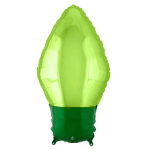 Christmas Party Supplies Green Light Bulb Foil Balloon Decoration Xmas - Picture 1 of 1