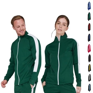 Chaqueta de Pista Cremallera Completa Dos Tonos Chándal Top Deportes Ropa Activa Hombres Mujeres - Imagen 1 de 44