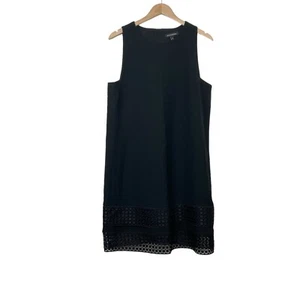 Banana Republic Black Sleeveless Shift Dress Lace Hem Size 14 - Picture 1 of 5