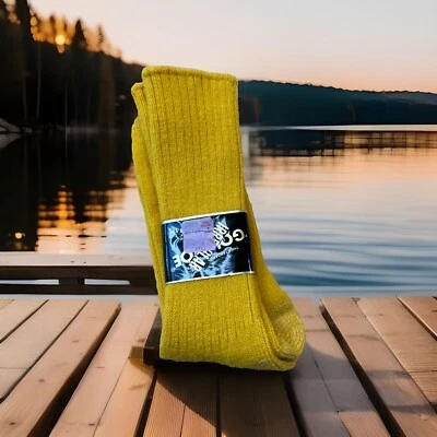 CALCETINES INFORMALES DE COLECCIÓN CON PUNTERA DORADA 10-14 Acrílico Amarillo Mostaza HECHOS EN EE. UU. Irregulares Foto 1 de 4