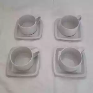 4x White Cup and Saucer Set - Brand New Sealed - Picture 1 of 4