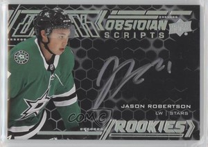 2021-22 SPx 2020-21 Update UD Black Obsidian Rookie Script Jason Robertson Auto