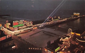 Atlantic City NJ "Steel Pier" Veduta aerea luci sportive, cartolina, - Foto 1 di 2
