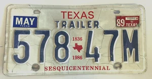 Placa de matrícula vintage de Texas 1836-1986 Sesquicentenario #57847M - ¡Pegatina 1989! - Imagen 1 de 6