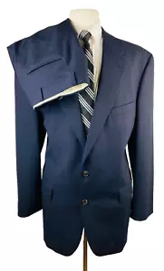 CHAPS RALPH LAUREN Mens 46L Navy Canada Soft Wool 2 Piece Suit With Pants 38x30 - Picture 1 of 14