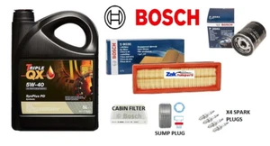 BOSCH SERVICE KIT FOR FIAT 500 1.2i OIL AIR POLLEN FILTERS PLUGS SUMP PLUG & OIL - Picture 1 of 1