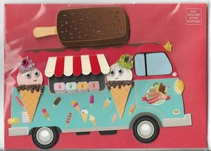NEW BURGOYNE BLANK CARD WITH ICE CREAM TRUCK FUDGE BAR ON TOP - Picture 1 of 2