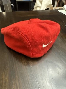 Vintage 1990’s Nike Red Beret Flat Cab Cap Hat W/ Button Cabbie Newsboy Medium - Picture 1 of 9