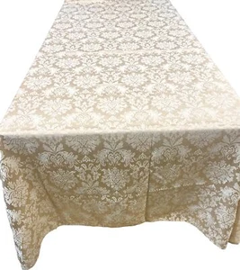 55x82" Beautiful Gold Damask Solid Floral Tablecloth Rectangle Cotton Blend - Bild 1 von 3